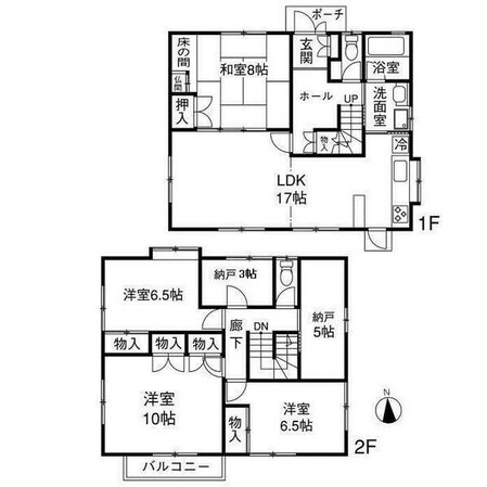 萩原天神駅 徒歩4分 1-2階の物件間取画像